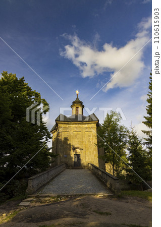 Hvezda church in Broumovske steny, Eastern Bohemia, Czech Republic 110615903