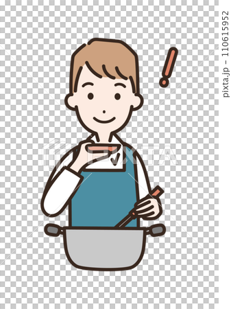 味見をしておいしいと感じる男性のイラスト 110615952