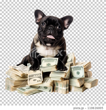 Cool rich successful dog with money. 110616005