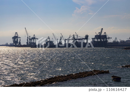 Port and industrial zone in Taranto, Apulia, Italy Port and industrial zone in Taranto, Apulia, Italy 110616427