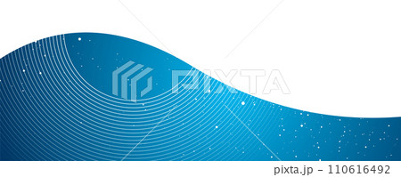 White blue wavy background with white linear circles and dots 110616492
