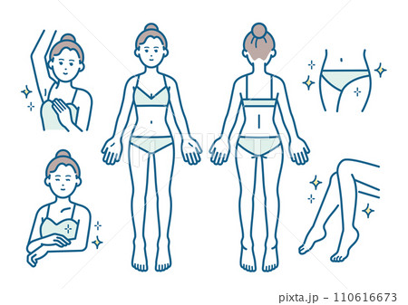 女性の全身脱毛イラスト 110616673