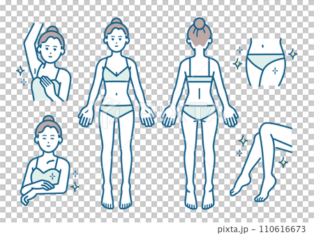 女性の全身脱毛イラスト 110616673