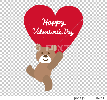 Illustration of a bear carrying a Valentine's Day heart Illustration of a bear carrying a Valentine's Day heart 110616741