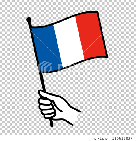 フランスの国旗を掲げる手のイラスト フランスの国旗を掲げる手のイラスト 110616837