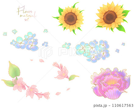 季節の花の素材セット(半透明) 季節の花の素材セット(半透明) 110617563