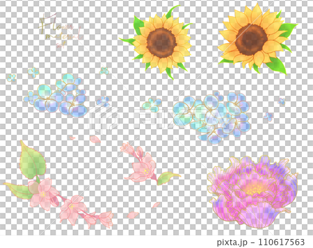 季節の花の素材セット(半透明) 季節の花の素材セット(半透明) 110617563