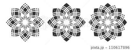Set of Abstract Radial Floral Patterns. Decorative Design Elements. Vector Art. 110617896