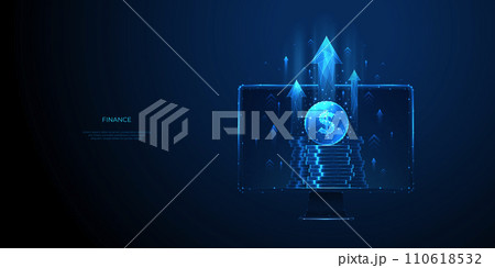 Stock market and investment concept. Digital coins with growth arrows 110618532