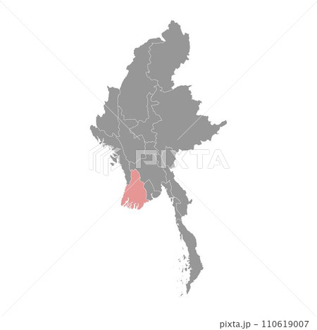 Ayeyarwady region map, administrative division of Myanmar. Vector illustration. 110619007