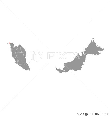 Perlis state map, administrative division of Malaysia. Vector illustration. 110619034
