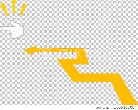 指差す手を追う矢印、ナビゲーション 110619309