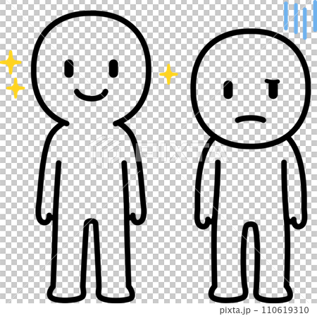 爽やかな人物と暗い人物のデフォルメイラスト 110619310