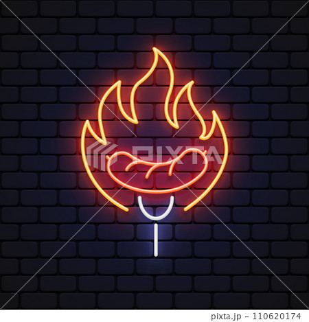 Sausage neon icon on light background. Vector illustration Sausage neon icon on light background. Vector illustration 110620174