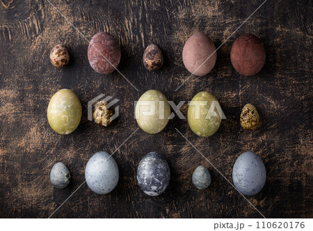 Easter eggs painted with natural dye 110620176