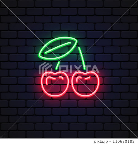 Cherry icon neon for game background design. Vector illustration 110620185