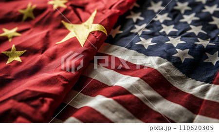アメリカと中国の国旗	 110620305
