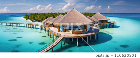 Luxury vacation bungalow on the island in the ocean Luxury vacation bungalow on the island in the ocean 110620501