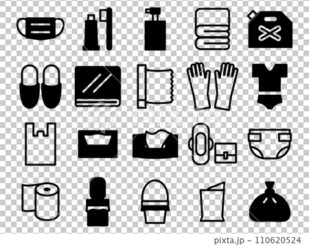 Emergency sanitary goods set_black solid foot only Emergency sanitary goods set_black solid foot only 110620524