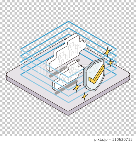 Isometric illustration of a cloud protected by security software from cyber attacks Isometric illustration of a cloud protected by security software from cyber attacks 110620713