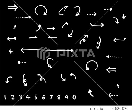 シンプルな手書きの矢印のセット シンプルな手書きの矢印のセット 110620870