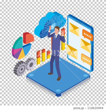 Male office worker having trouble with digitalization Male office worker having trouble with digitalization 110620944