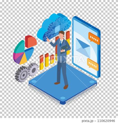 使用數位工具的男性辦公室職員 110620946