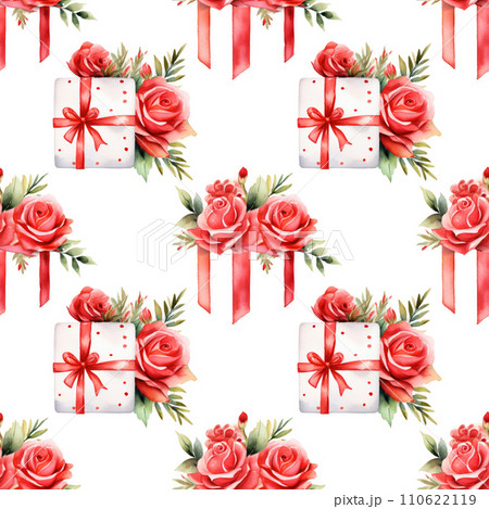 Valentine's day seamless pattern with festive gift boxes 110622119