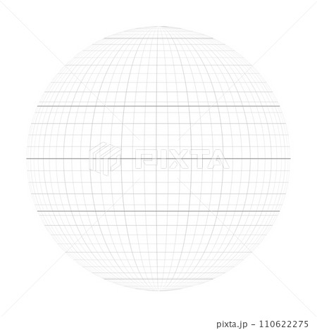 Earth planet globe grid of meridians and parallels, or latitude and longitude. Thick marked Equator, Tropic of Capricorn, Tropic of Cancer, Arctic Circle and Antarctic Circle. Vector illustration 110622275