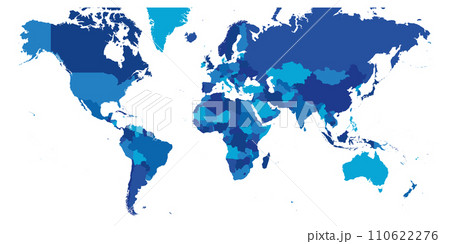 Map of World. Mercator projection. High detailed political map of countries and dependent territories. Simple flat vector illustration 110622276