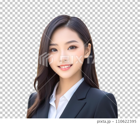 日本女商人面帶微笑,透明背景“人工智慧生成圖像” 日本女商人面帶微笑,透明背景“人工智慧生成圖像” 110622395