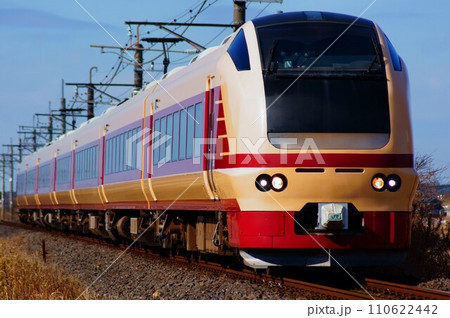 成田線を走る特急開運成田山初詣群馬号（E653系） 110622442