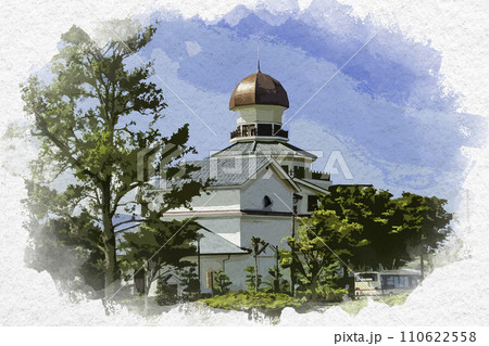 水彩画風 三国湊 坂井市龍翔博物館 福井県坂井市 水彩画風 三国湊 坂井市龍翔博物館 福井県坂井市 110622558