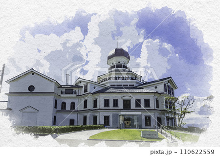 水彩画風　三国湊　坂井市龍翔博物館　福井県坂井市 110622559