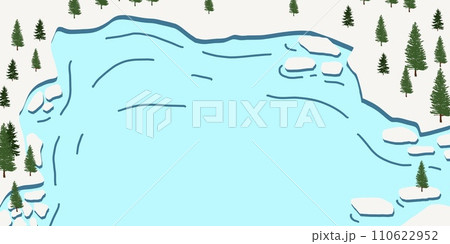 Blue water snow landscape winter season  110622952