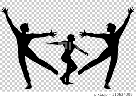 三個跳舞的人的剪影 110624399