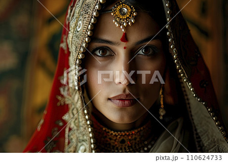 portrait of a young beautiful indian woman with sari portrait of a young beautiful indian woman with sari 110624733