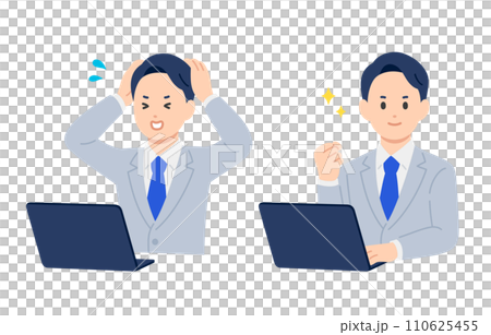 一群看著電腦、握拳的商務人士【人物矢量圖素材】 一群看著電腦、握拳的商務人士【人物矢量圖素材】 110625455