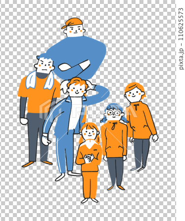 Students doing volunteer activities Illustration material 110625573