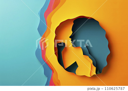 silhouette of a woman made with paper cut. Women's day concept 110625787