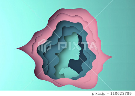 silhouette of a woman made with paper cut. Women's day concept 110625789