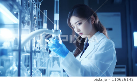 白衣を着た若い女性 白衣を着た若い女性 110626145