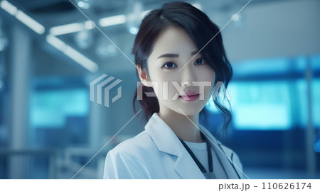 白衣を着た若い女性 110626174