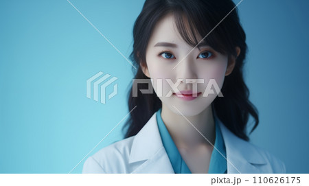 白衣を着た若い女性 110626175