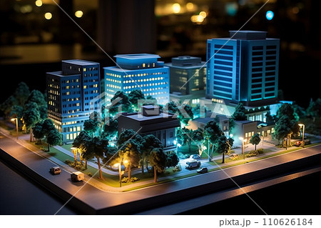 Exquisite Cityscape. Intricately Crafted Paper Model of Modern Urban Architecture 110626184