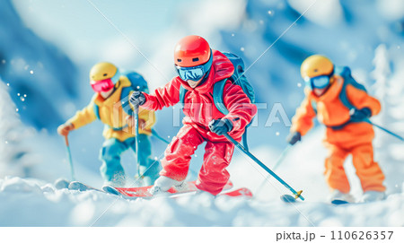 スキーを楽しむ人たち スキーを楽しむ人たち 110626357