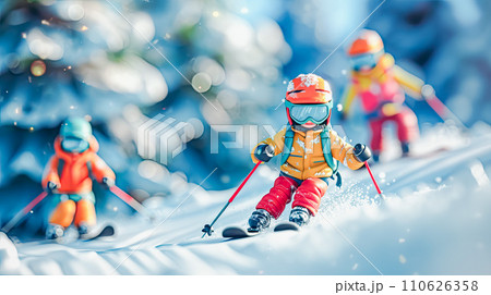 スキーを楽しむ人たち スキーを楽しむ人たち 110626358