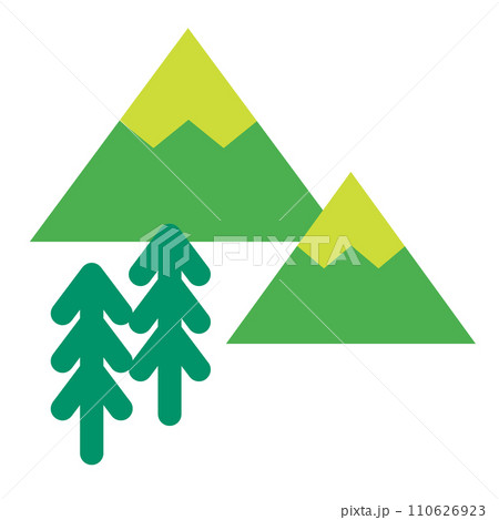 山、木、森を表すカラースタイルのアイコン 110626923