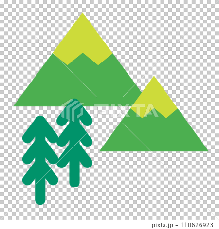 代表山脈、樹木和森林的顏色樣式圖標 代表山脈、樹木和森林的顏色樣式圖標 110626923