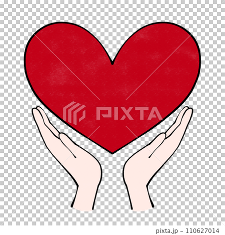 一顆紅心和兩隻手的插圖 110627014